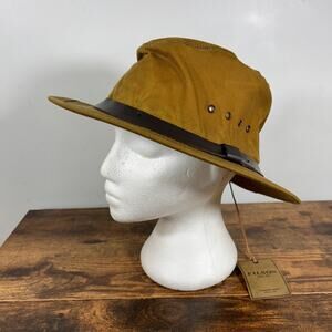 Filson Tin Packer Hat Dark Tan Size Large Made In USA NWT